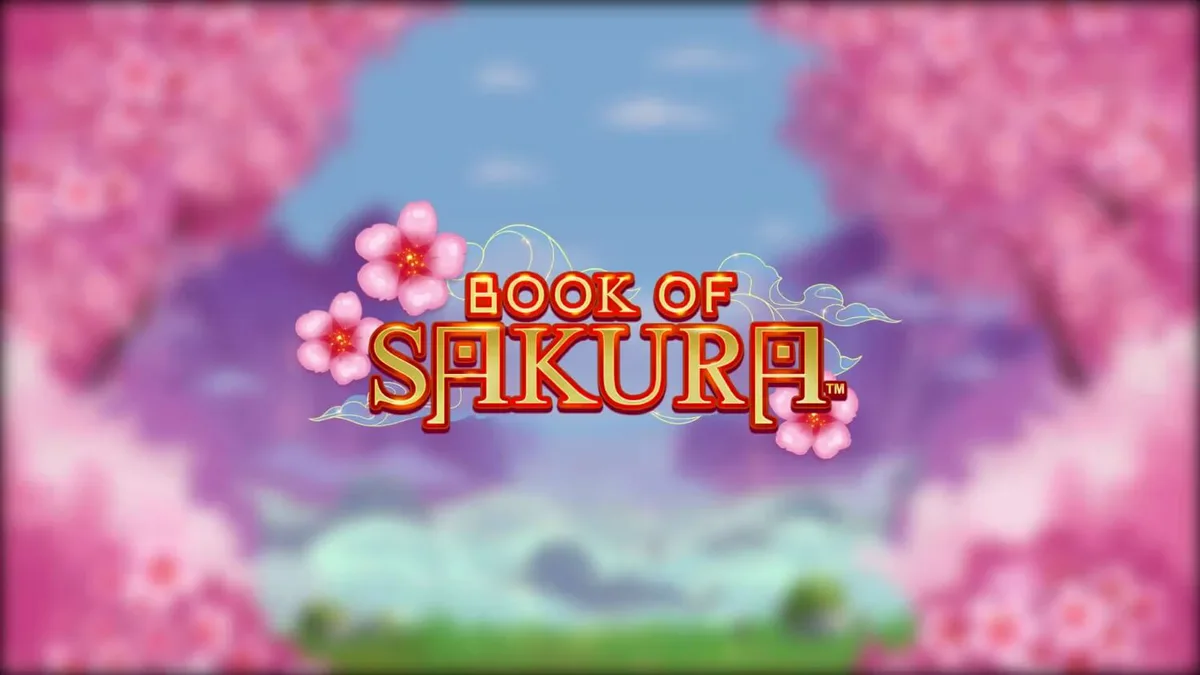 Cenário sereno de cerejeiras e guerreira japonesa no slot Book of Sakura